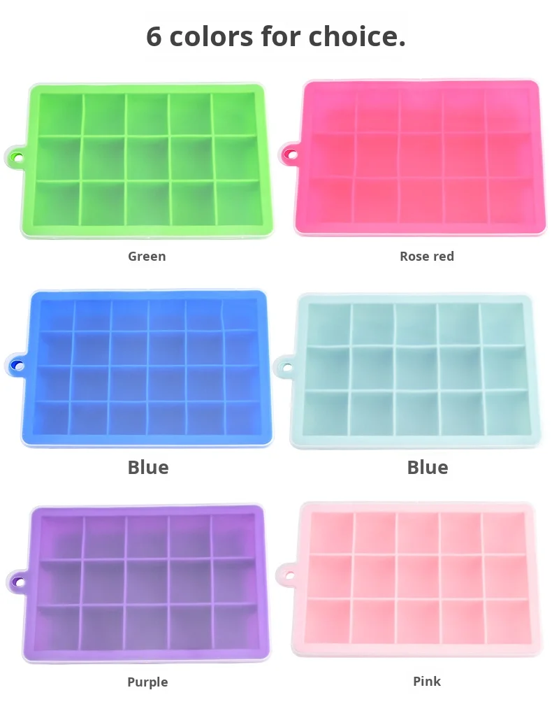 Handmade Creative 15 Grid Silicone Ice Mold Food Grade Baby Food and Ice Cream Maker with Lid for Household Ice Box manufacture