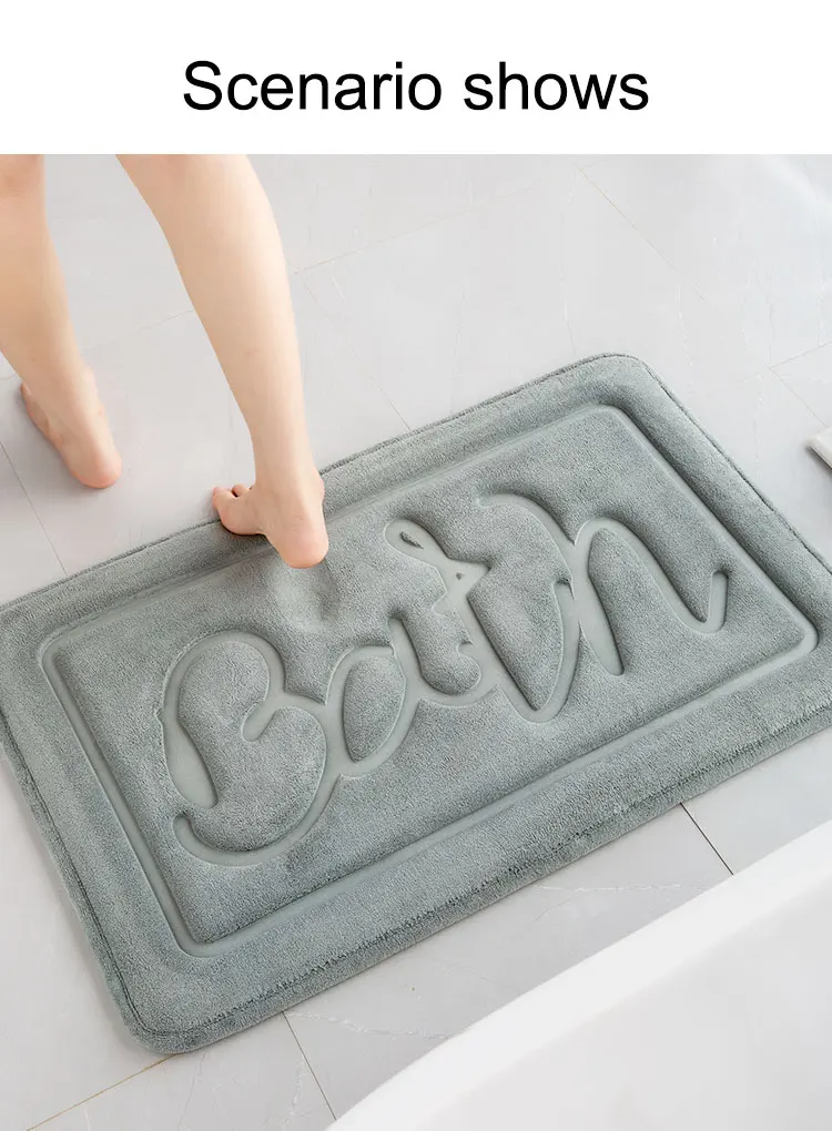 Soft Custom Memory Cotton Bath Mat Non-Slip Solid Color Machine Made Bedroom Living Room Dining Room Hallway Washable Floor Mat manufacture