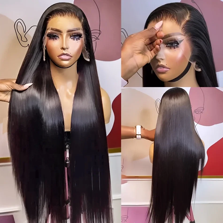 13x6 Riicht HD Lace Front Mënschlech Hoer Perücke fir Fraen Virgepléckt Transparent Lace Frontal Perücke mat Babyhoer Naturfaarf Perück_voghion.com