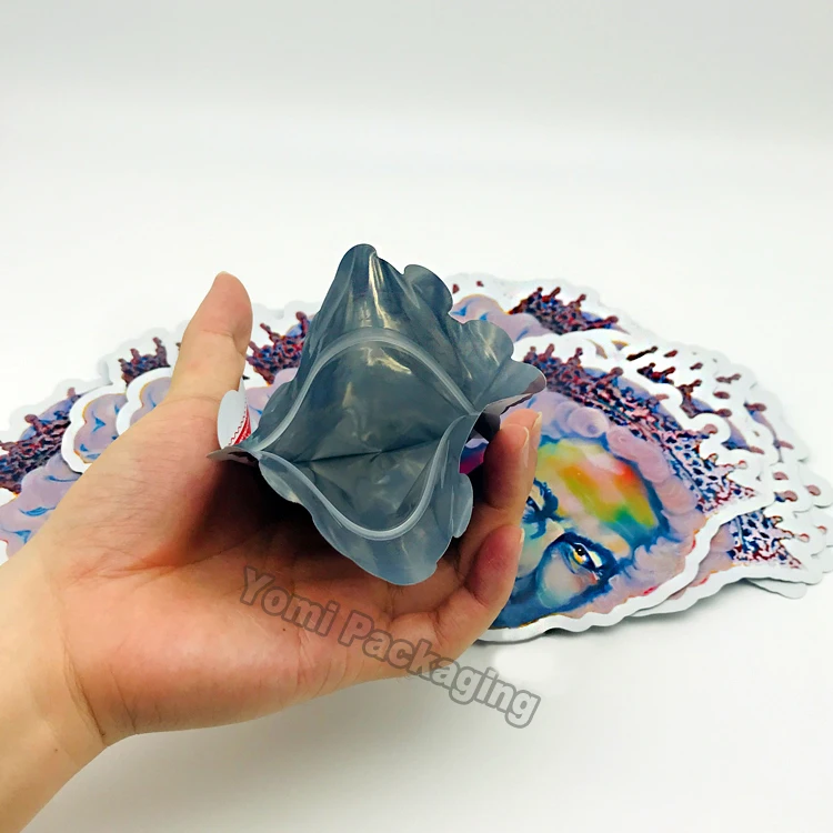 Custom Holographic Diecut Mylar Bags Small Printed Ziplock Bags Candy
