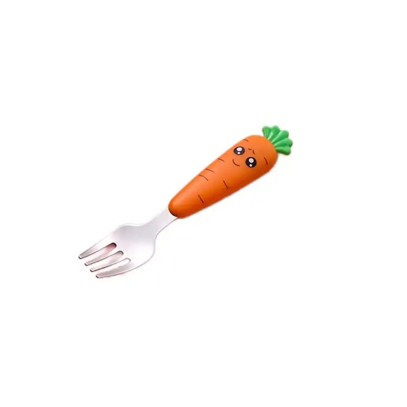 Cartoon Carrot Stainless Steel Spoon Fork Set Baby Gadgets Kids