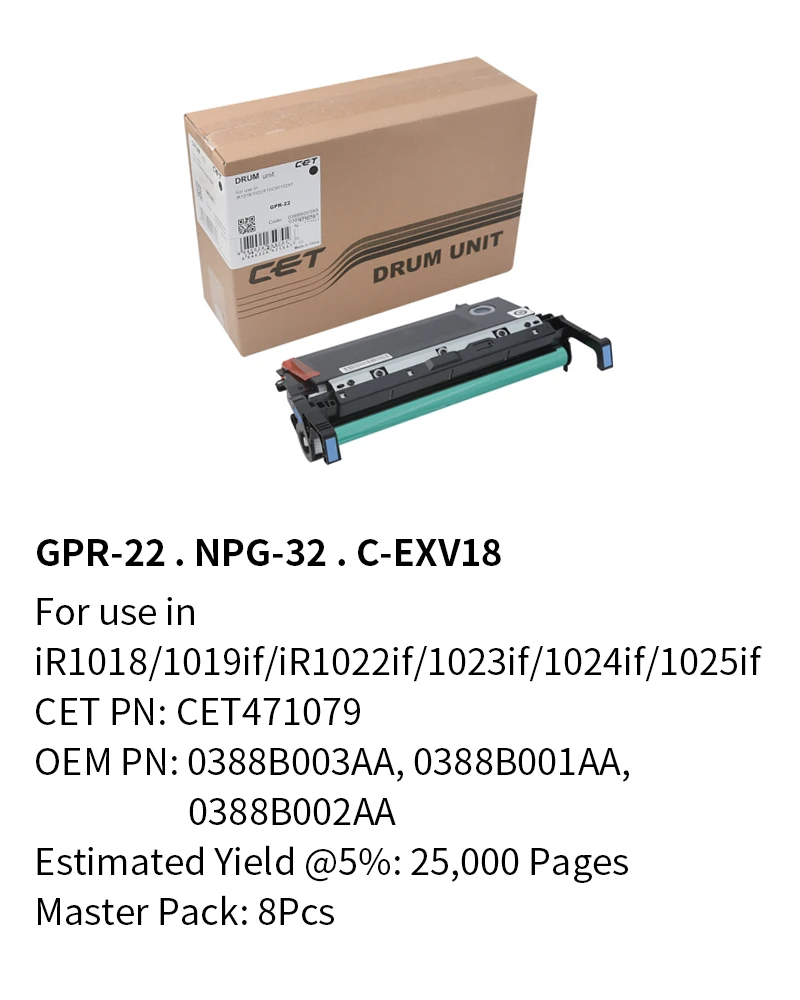 适用于佳能ir1018 Ir1024 1019if Ir1022if Ir1023if 1025if的cet兼容gpr-22/npg-32/c ...