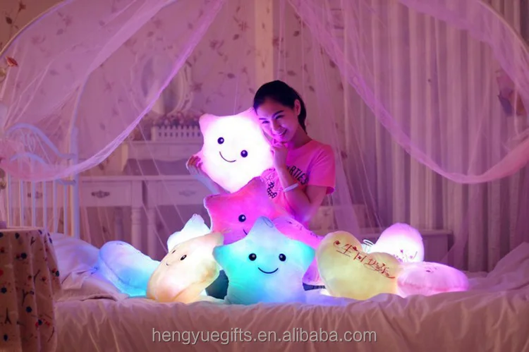 Valentine's Day Creative 34CM Glowing Pillow Led Light Colorful Luminous Stars Plush Toys For Kids Children