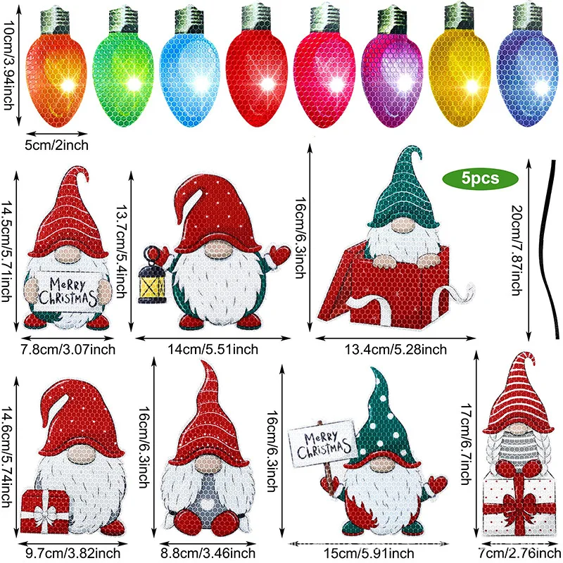 Wholesale Christmas decorations Santa light bulbs refrigerator stickers Car refrigerator garage door reflective magnets details