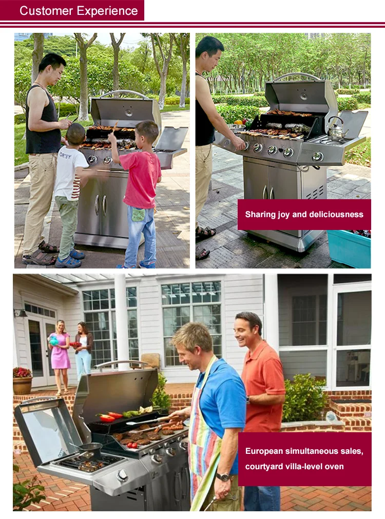 Outdoor 4 Burner+1 Side Burner Gas Grill with Oxygen Depletion Safety Device  Easily Assembled Stainless Steel Gas  Grill