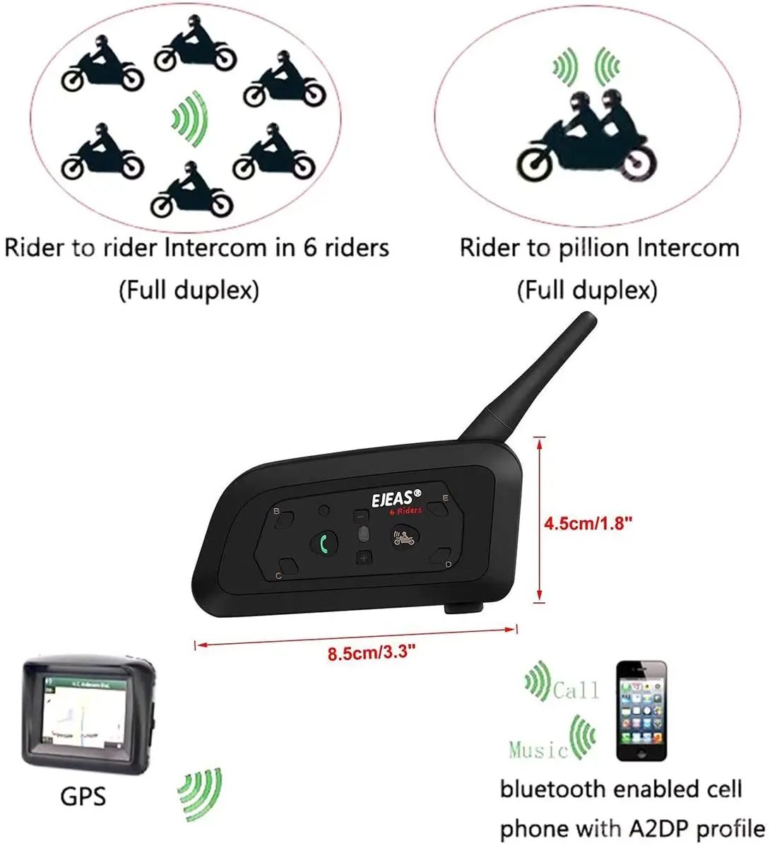 Intercomunicador Bluetooth Ejeas V6 Pro