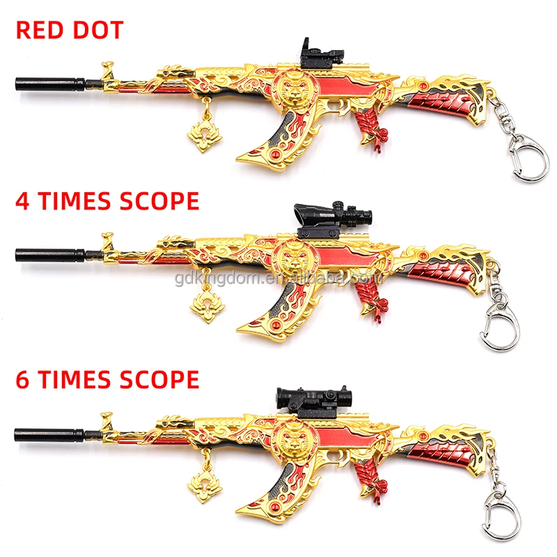 Luxury Gift Akm Guns Model Keychain Shooting Guns With 3 Scopes Keyring