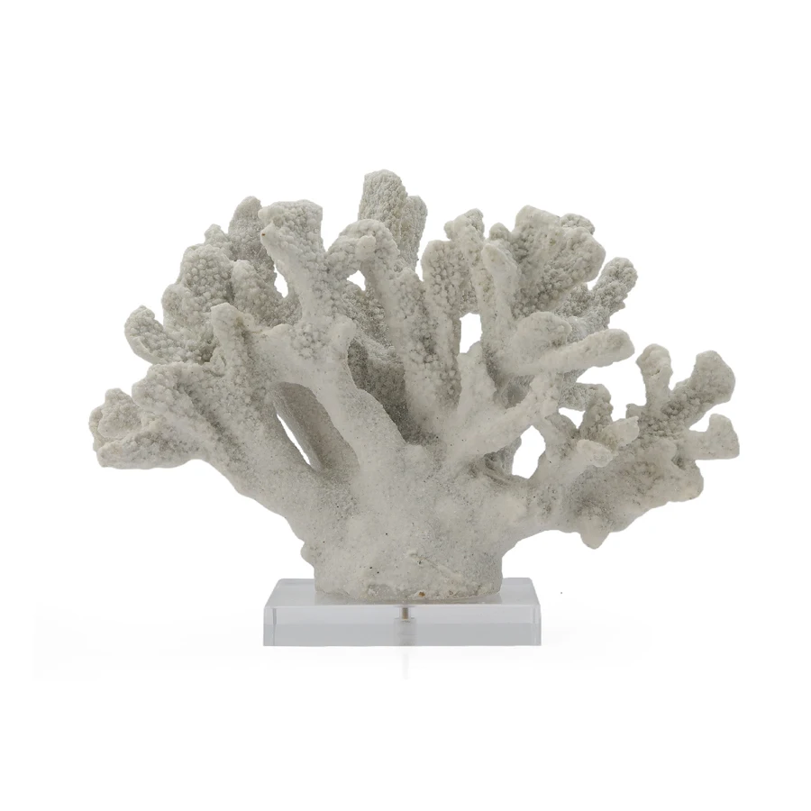 Hampton Luxury Coastal Resin Coral Decor with Acrylic Base Home Decoration Using