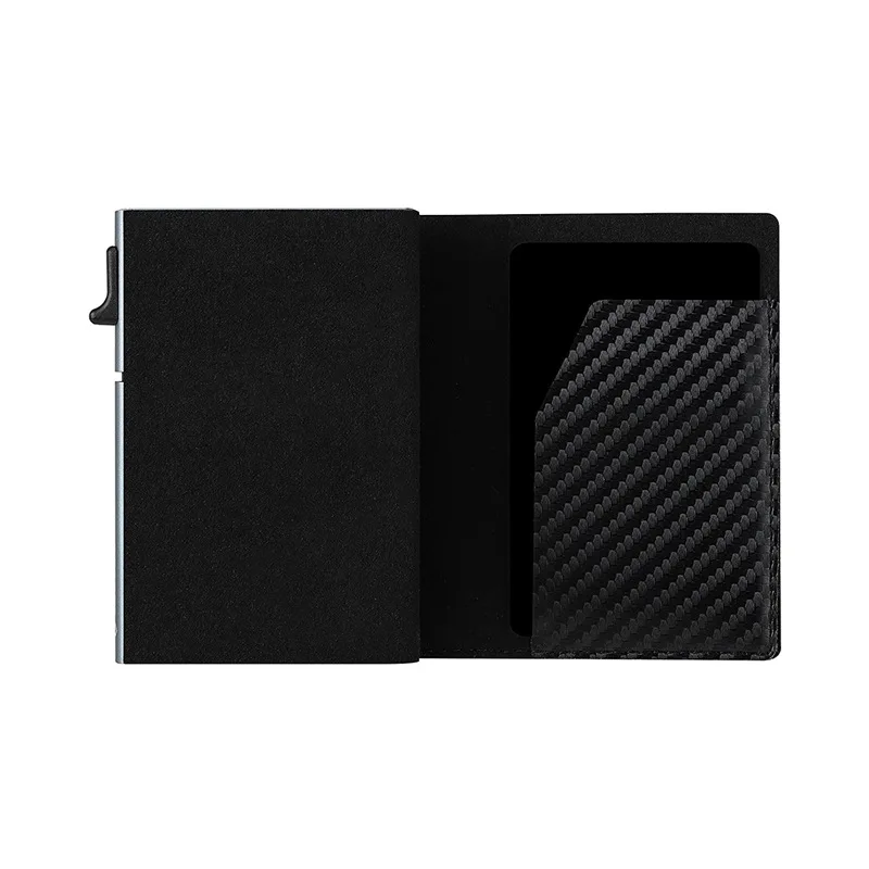 Fashion Carbon Fibre Front Pocket Wallet,Metal Wallet For Men,Rfid Slim