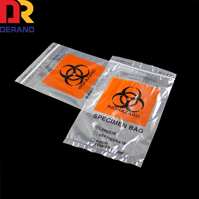 Lab Use Disposable Specimen Transport Kangaroo Pouch Biohazard Plastic