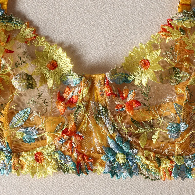 ZZYUP 6625ML Sexy Embroidered Floral Lace Bra and Panty Set Russian Models Transparent Lingerie Lover Fashion