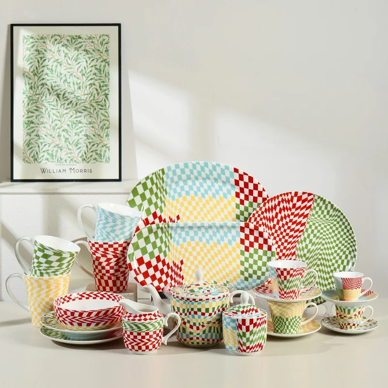 Factory Supply Customized Eco-Friendly Porcelain Plate Sets Tableware Set Ceramic Dinner Set Include Cup Bowl Plate Saucer