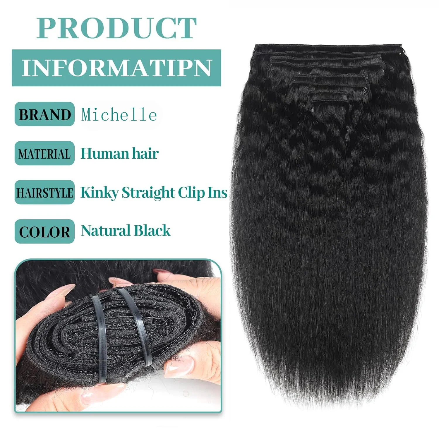 Brasilianische Kinky Straight Clip In Echthaar Extensions_voghion.com