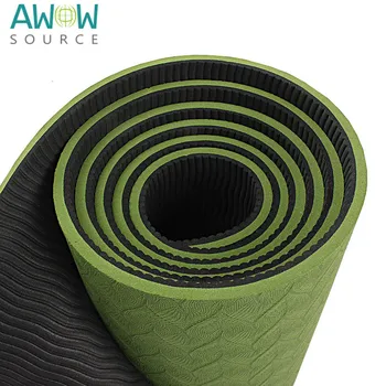 6mm High Quality Double Color Green TPE Yoga Mat Non Slip for Woman