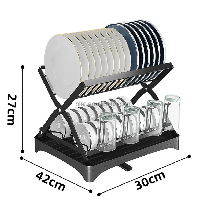 Industrial Storage Rack X Shaped Foldable Dish Drying Rack Tier Dish Rack  for Home Kitchen