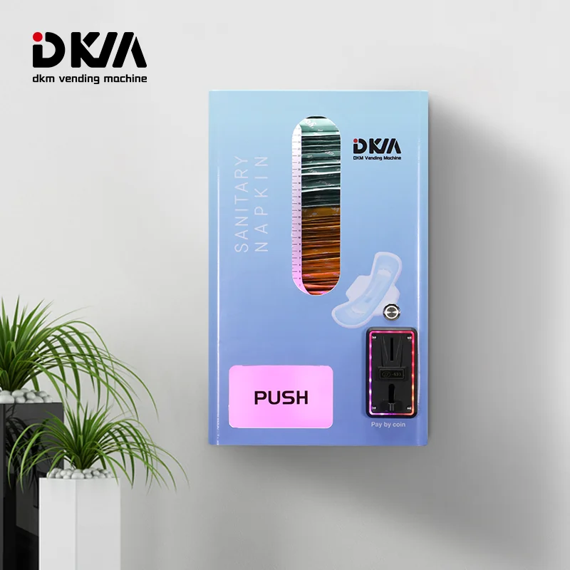 Dkmvending Small Coin Operated Wall Mounted Feminine Hygiene Sanitary Pads Pad Towel Napkins Tampons Dispenser Vending Machine