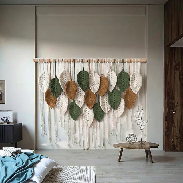 Leaves Handmade Wall Decor Green Leaf Macrame Tapestry Macrame Wall Hanging Nursery Wall Hanging Leaves
