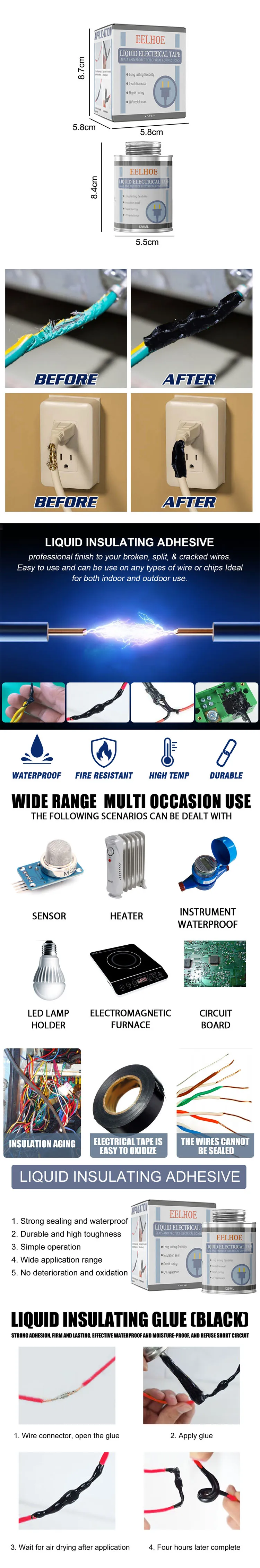 Eelhoe Insulating Adhesive Liquid Tape Waterproof Liquid Tape