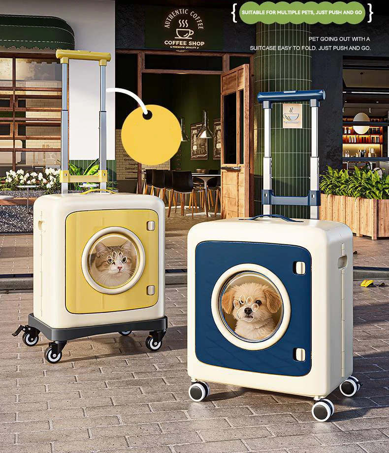 product pet stroller with storage bag foldable travel carrier for cats dogs large capacity portable pet cage with wheels-0