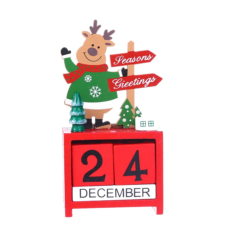 PUSELIFE Wooden Desk Advent Calendar Custom Christmas Wood Desk Countdown Block Cubes Calendar Stand Perpetual Calendar Cubes