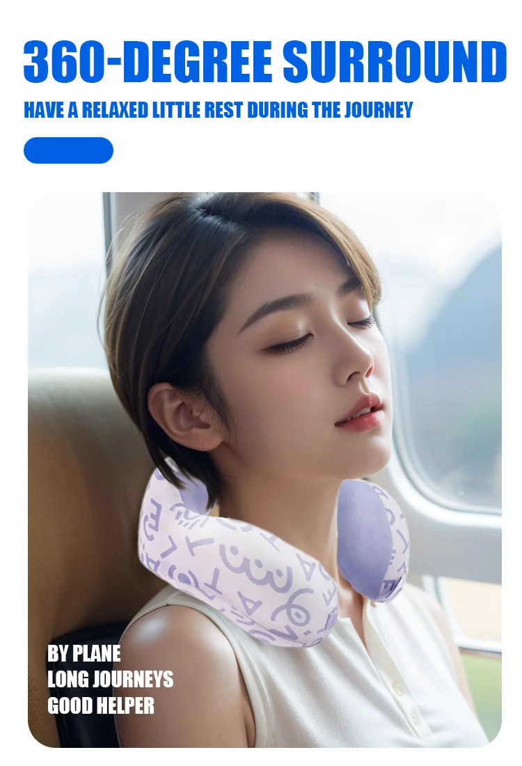 Customizable U-Shaped Ergonomic Travel Pillow Foldable Memory Foam Breathable Soft Neck Wrap Airplane-Friendly for Travel