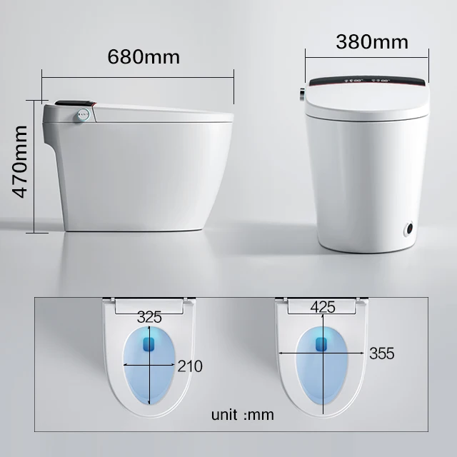 White Color No tank Floor Mounted Watermark Wc Inodoro Inteligente Slow Down Closet Smart Toilet