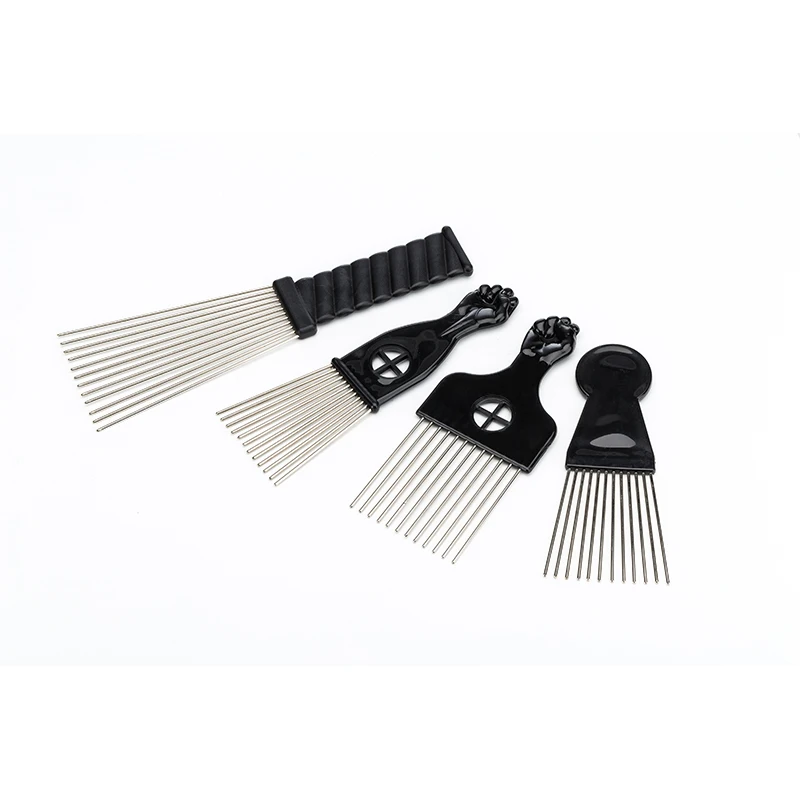 Multi Function Salon Retro Stainless Steel Oil Head Comb Long Teeth Hair Pick Afro Hair Dye Comb
