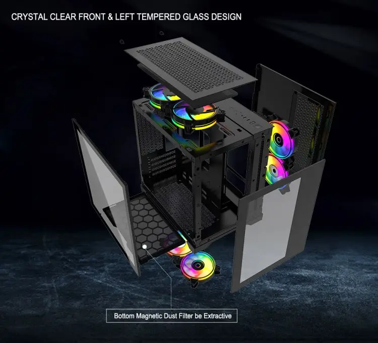 Hot Selling Cheapest Atx Full Glass Gaming Computer Case Oem Odm