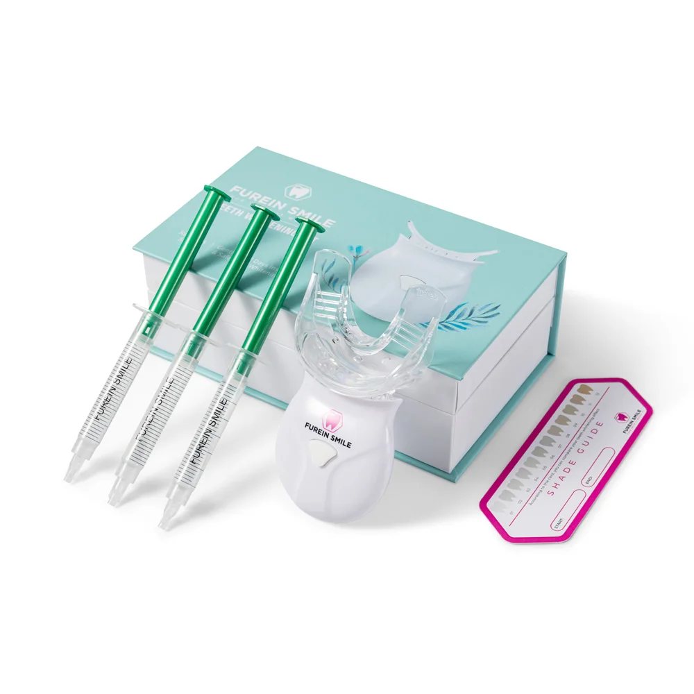Wholesale Custom Logo 6 LED Teeth Whitening Kit with Silicone Mouth Tray and Shade Guide Removes Stains Safely