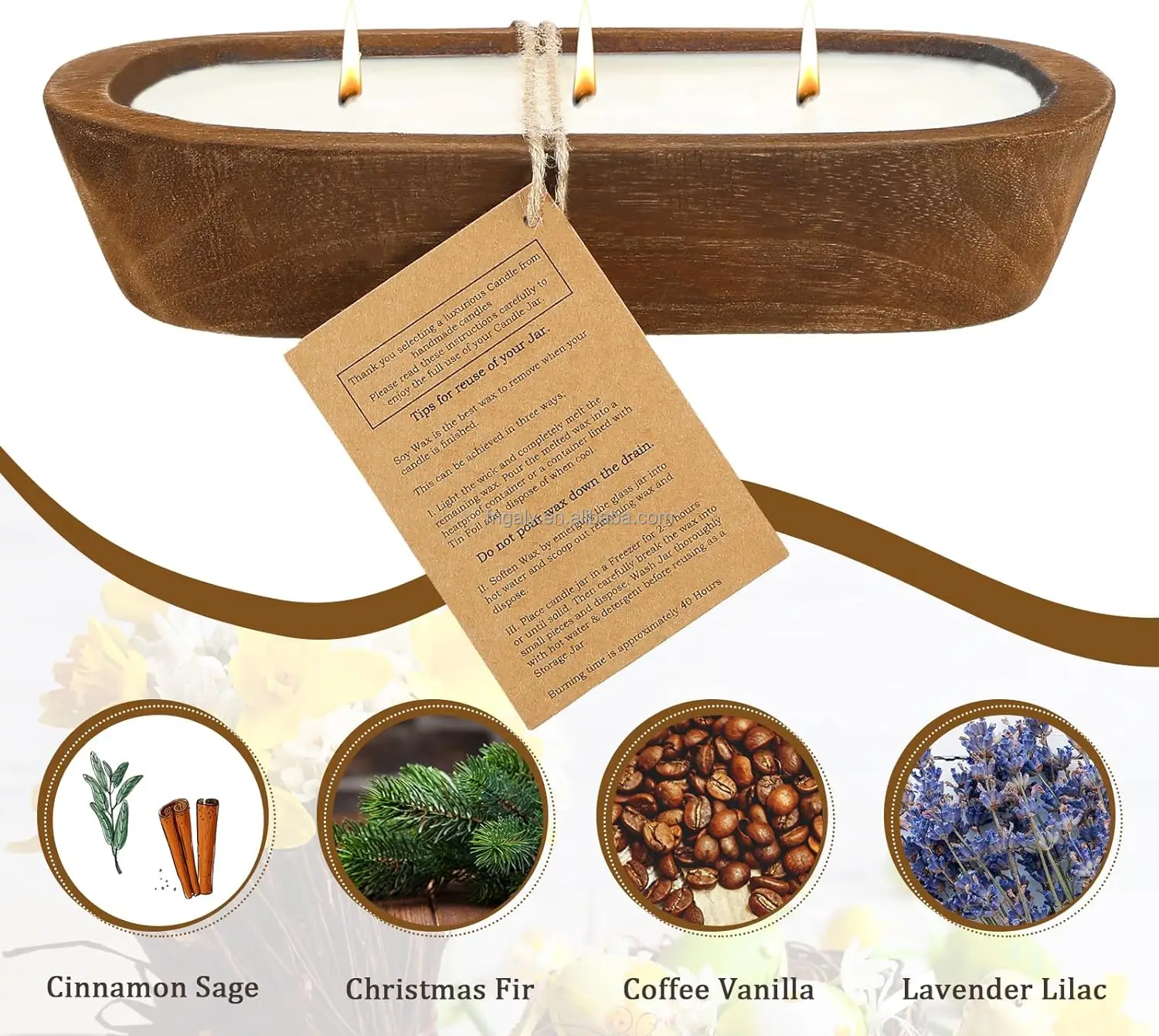 Wooden Dough Bowl Candles 10 Inch Farmhouse Dough Bowl Candles Soy Wax