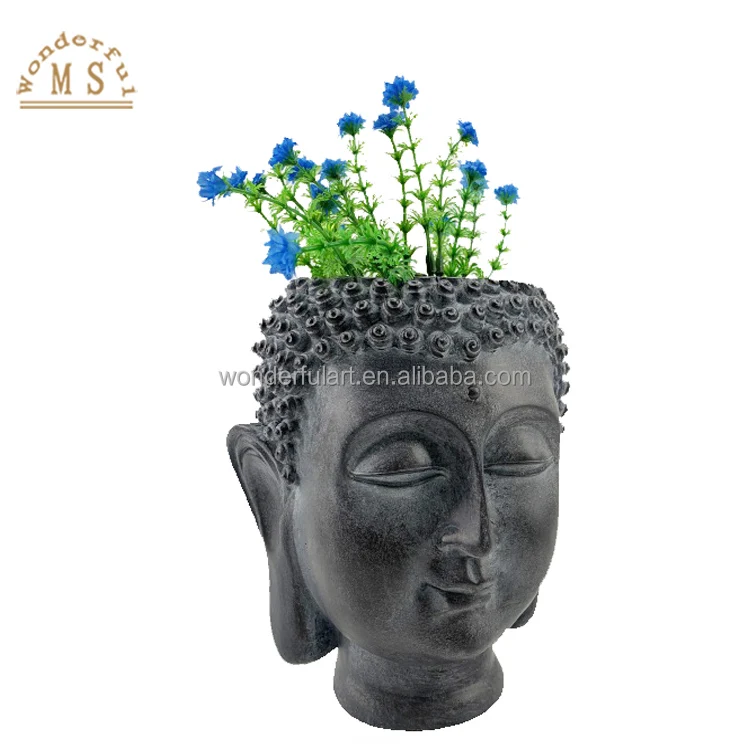 Magnesium polystone Buddha head flowerpot Garden Pot Plant Planter Golden black Green Flower OEM VASE