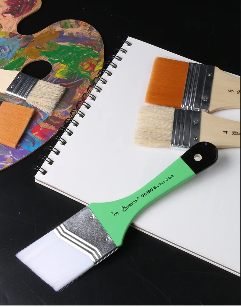 Artist Board Brush Set Bristle Paint Row Brush Wood Handle Flat Nylon