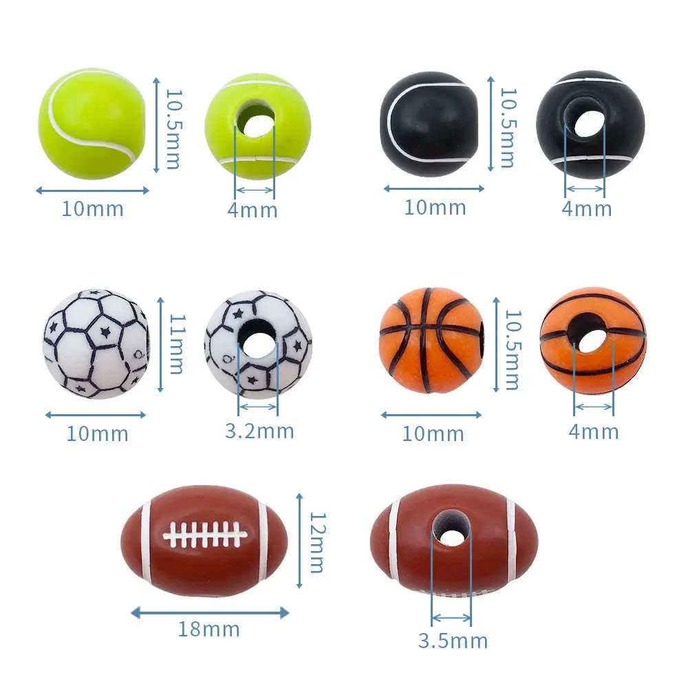 30 11mm Orange Basketball Round Plastic Sports Beads