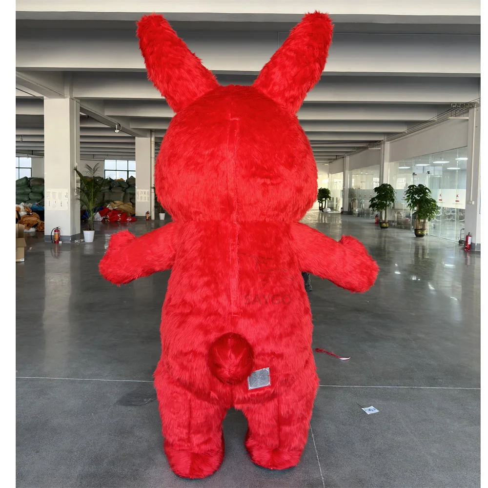 Stomach Buttons Dressing Short Eared Rabbit Bunny Mascot Costume Inflatable CE 2m Plush Bunny Mascots for Easter Walking