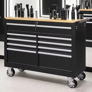 Mobile Lounge Equipment Trolley Multi-drawer Salon Tools Trolley Wooden Haircut Trolley Tools