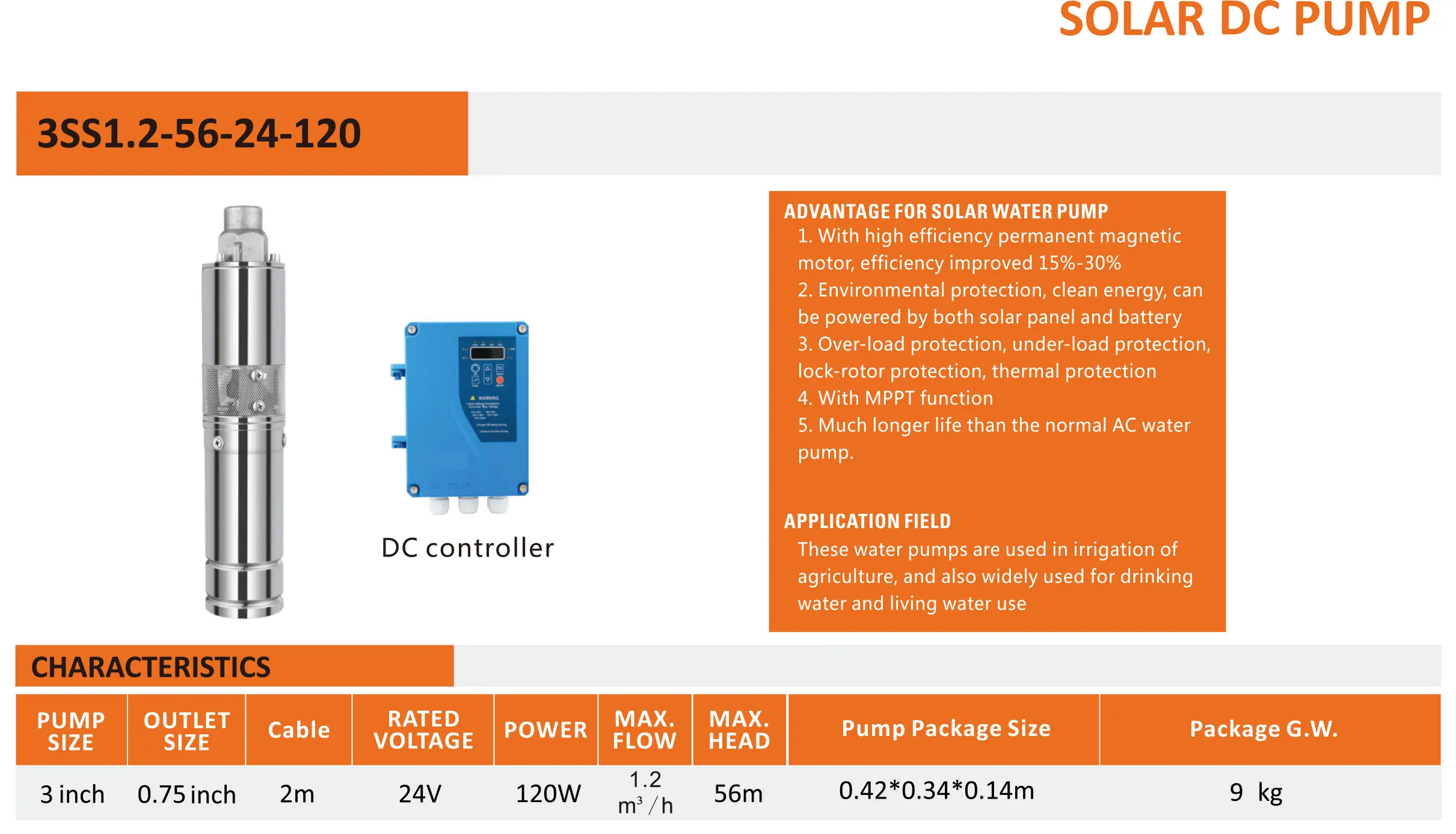 120 Вт 24В 0.16HP Мини Солнечный водяной насос для домашнего сельского хозяйства орошения