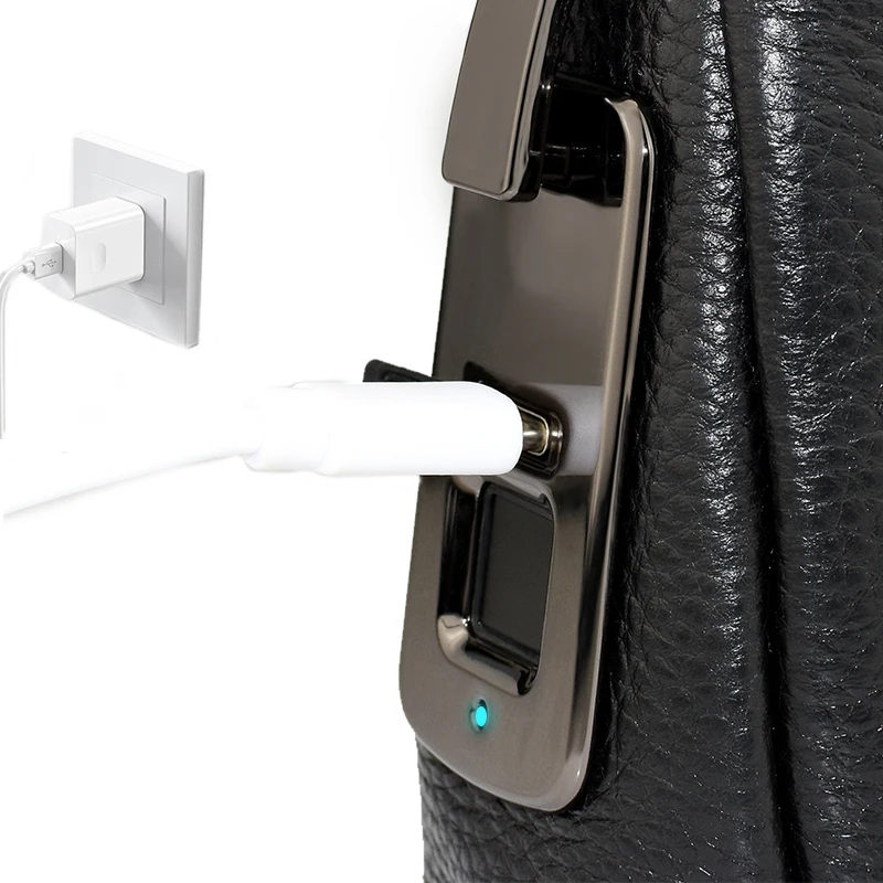 Fingerprint Lock Genuine Leather Finger Unlock Underarm Strap Bag Men Envelope Bag Clutch Handbag for Man