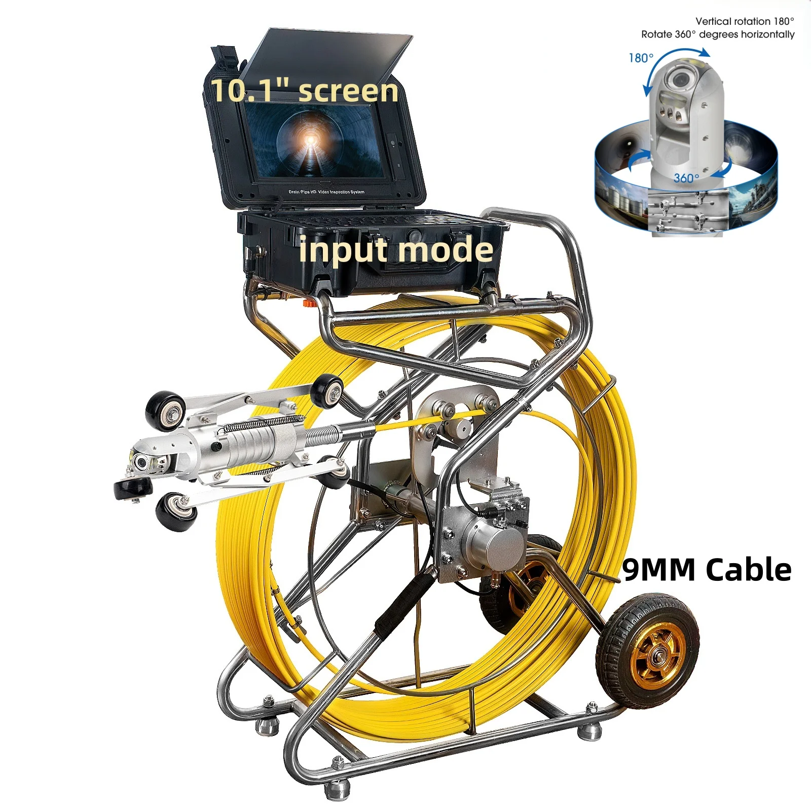 Sewer Camera Factory 10.1inch 1080P HD Screen with 360° Rotation Len Pipe Drain Video Inspection Camera with Meter Counter Waterproof 10- 200m Optional