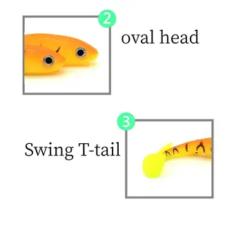 Cheery WT30 T-tail Soft Fishing Lures 7cm/2.1g Shad Artificial Soft Bait Jig Head Fishing Silicon Rubber Soft Bait – Soft Lure – view 3