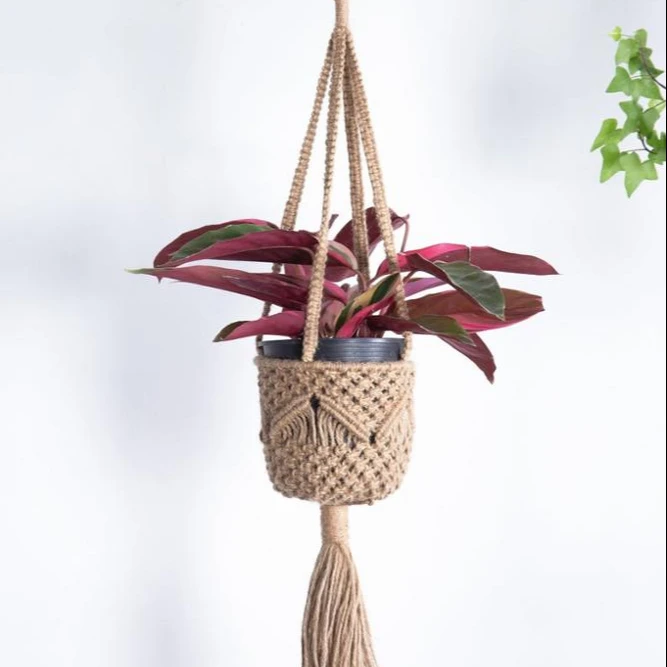 jute macrame plant hanger large wall hanging planter - buy rope