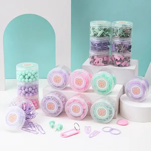 All-in-One Office Kit: Macaron Large Paper Clips (Round Bucket), Globe Pins, Paper Clips, Keychains & Binder Clips