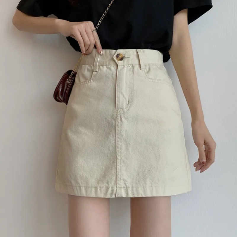 wholesale korean style high waist womens denim skirt female a