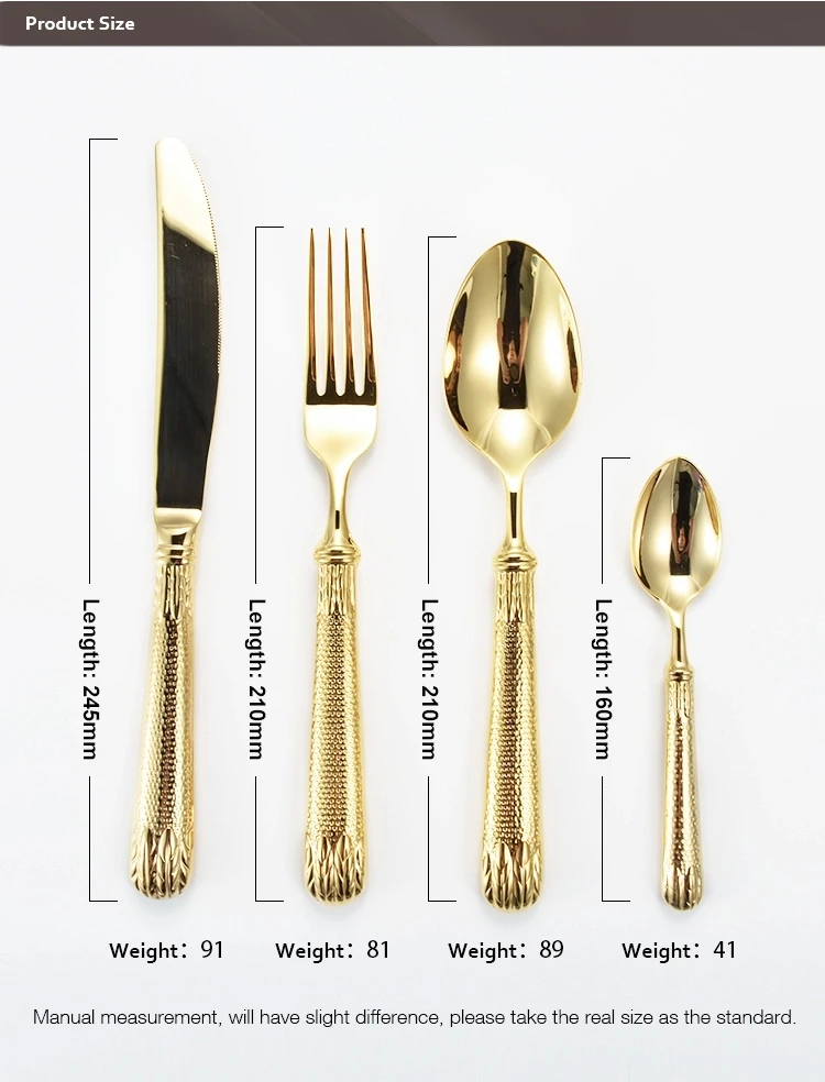 Luxusní nádobí z nerezové oceli & vidlice 24k zlaté příbory 12