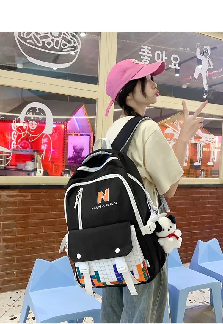 Student backpack new trend large capacity backpack Korean version of secondary school bag leisure bag