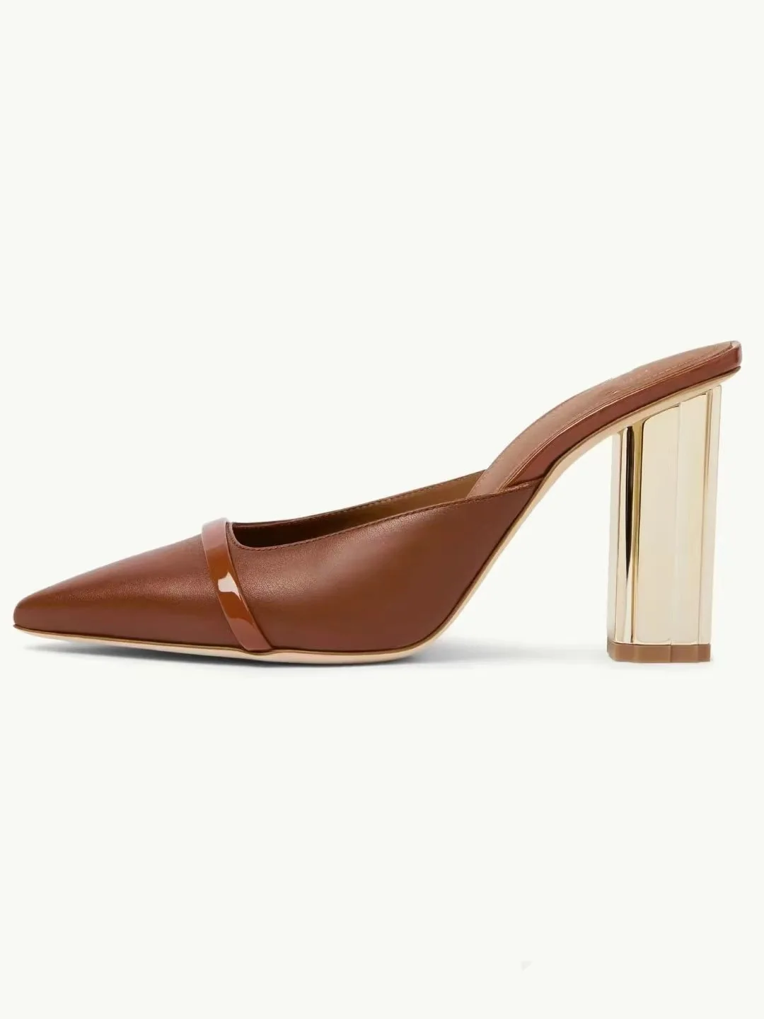 Hot Selling Office Lady Work Shoes Brown Mule Sandals With Gold Square Heels Fashion Slip-on Large Size Women High Heels - Image 4