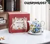Té azul y blanco para uno