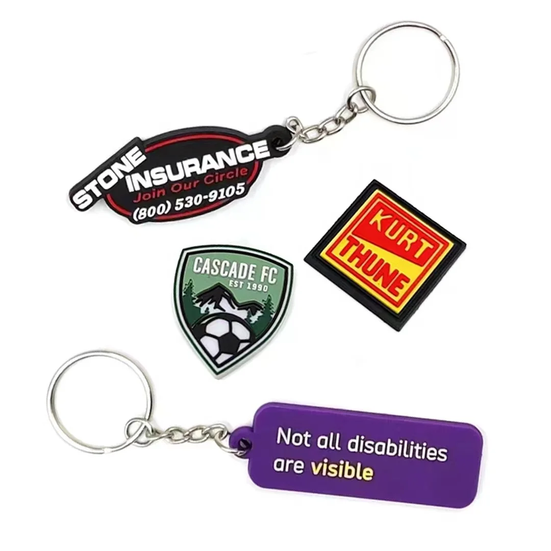 Stock Factory Customized 2D 3D Keychain Pvc Customized With Your Design logo Rubber Key Ring Silicone Keychain Promotional Gifts