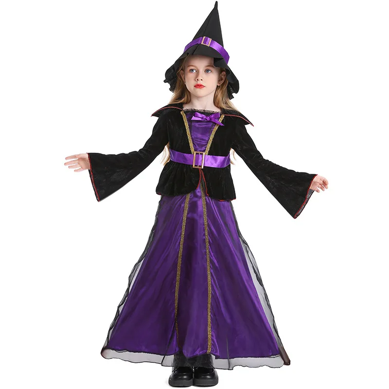Kids Purple Elegant Witch Costume for Stage Performance & Cosplay - Ideal  Children's Halloween Dressing Up Outfit