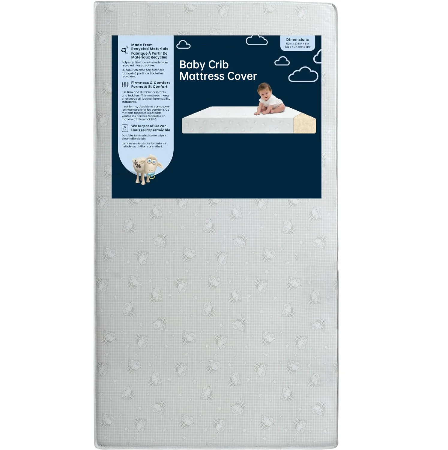Oeko Certification Clean Easily Soft Skin-friendly Zipper Newborn Baby Crib Bed Mattress Cover