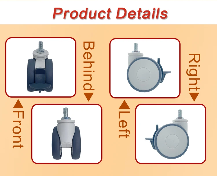 Custom 2.5 Inch 3" Pp Tpr Central Locking Medical Grade Bed Silent